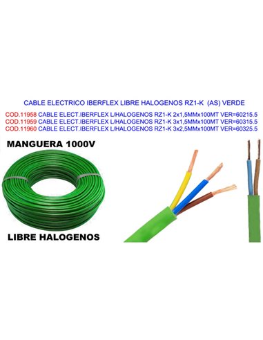 Cable eléctrico Iberflex RZ1-K 3x1,5mm 100m halógenos VER60315.5