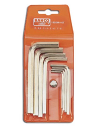 BAHCO 1998M10TJGO 2-10 (709-10P) Nickel Plated Allen Key