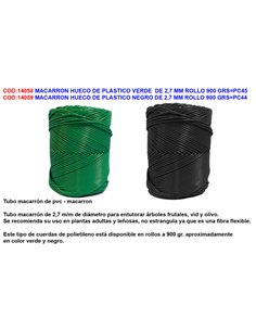 Macarrão oco plástico preto rolo 2,7 mm 900 g SPC44