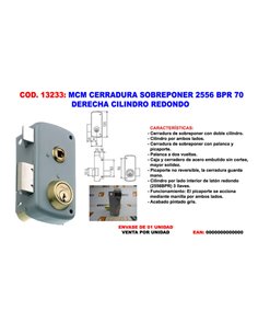 Fechadura saliente MCM 2556 BPR 70 cilindro redondo direito
