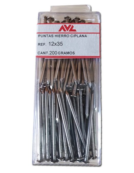 Puntas de hierro AVL con plana 35x12 mm 200 g blister burbuja 81-A