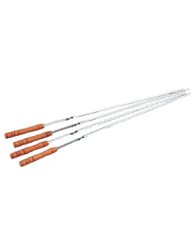 Set 4 Spiedini in Metallo con Manico in Legno per Barbecue 42 cm BAMBÙ