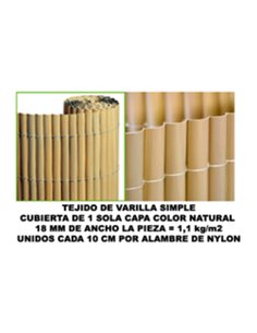 BAMBU CA�IZO PVC 1 CARA 18 MM COLOR NATURAL 100x500 CM MZ8006