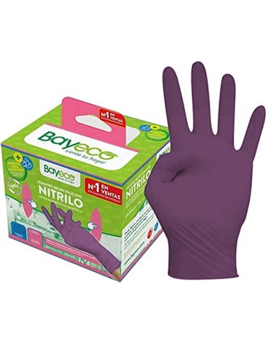 GUANTE NITRILO BAYECO MORADO DESECHABLE ALIMENTARIO PACK 20 T-XL