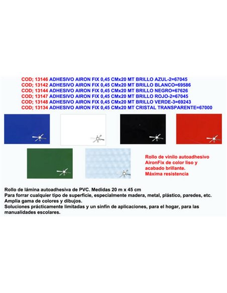 ADHESIVO AIRON FIX 0,45 CMx20 MT BRILLO NEGRO67626