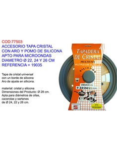 ACCESORIO TAPA CRISTAL SILICONA 22/24/26CM APTA MICROONDAS19035
