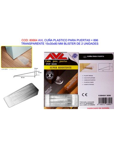 AVL CU�A PLASTICO PUERTA TRANSPARENTE15x30x80MM BL2U3690(896)
