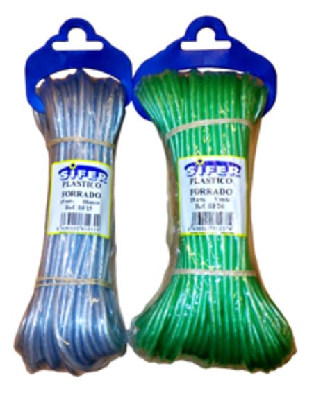 SIFER CUERDA PLASTICO FORRADO 4 MM x   25 METROS VERDEBF26