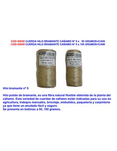 CUERDA HILO BRAMANTE CA�AMO N� 5 x 100 GRAMOSCA06