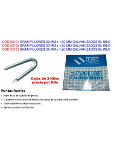 GRAMPILLONES 30 MM x 1,60 MM GALVANIZADOS EL KILO