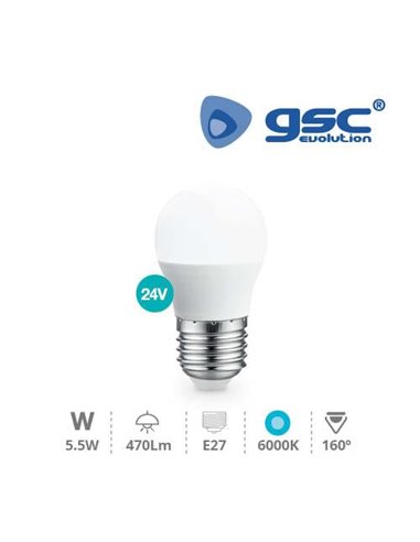 G45 LED bulb 5,5W E27 6000K 24V