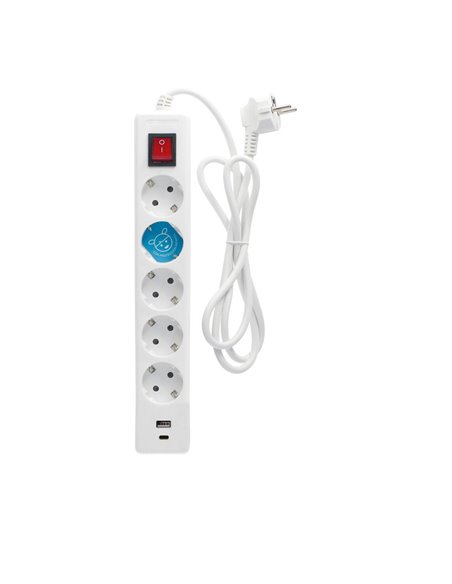 5way socket with switch (3x1.5mm) 1,4M wire + 2USB A + C