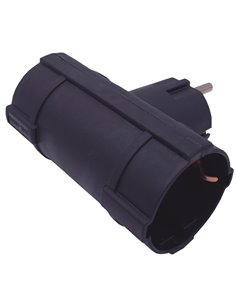 Ladrón de doble salida horizontal (3680W máximo) fabricado en polipropileno color negro