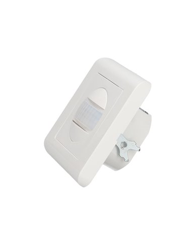 Detector empotrable de movimiento "Nekati" regulable para pared con alcance de hasta 9m fabricado en policarbonato color blanco
