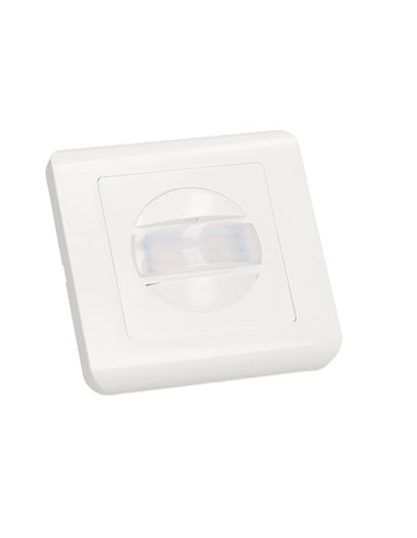 Detector empotrable de movimiento "Nekati" regulable para pared con alcance de hasta 9m fabricado en policarbonato color blanco