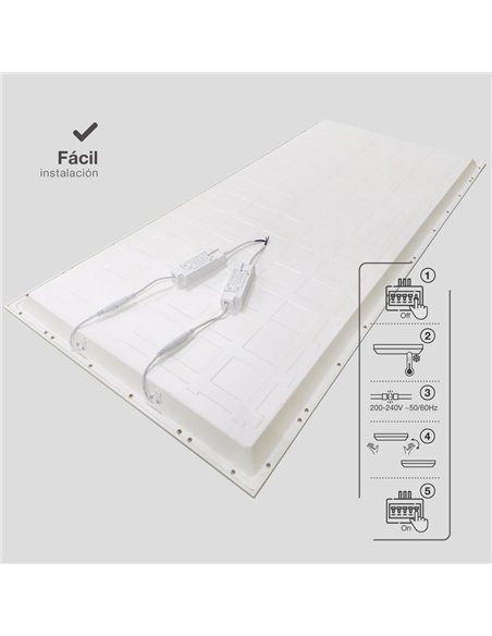 Luena LED recessed panel 40W 4200K 120x30cms. Nickel