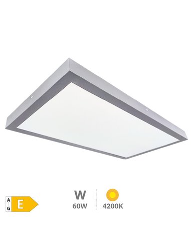 Kisongo LED surface backlit panel 60W 4200K 120x60cms. Nickel