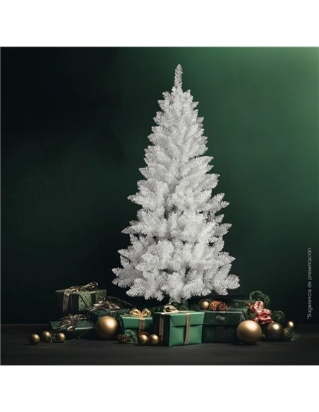 Árbol de Navidad artificial desmontable "Kelo" con efecto nieve Ø90x180cm fabricado en PVC color blanco (no iluminado) para inte
