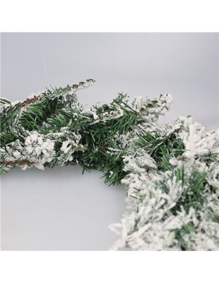 Guirnalda de Navidad "Babai" efecto nieve 150cm fabricada en PVC color verde y blanco (no iluminada) para interior y exterior