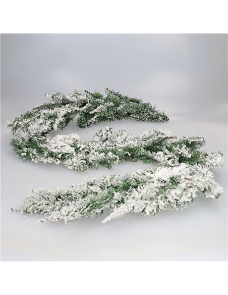 Guirnalda de Navidad "Babai" efecto nieve 150cm fabricada en PVC color verde y blanco (no iluminada) para interior y exterior
