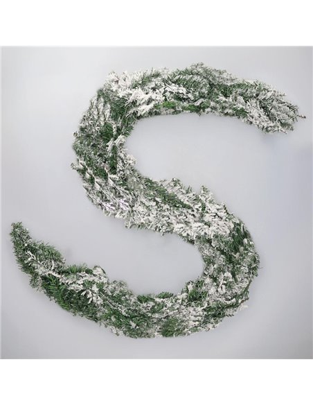 Guirnalda de Navidad "Babai" efecto nieve 180cm fabricada en PVC color verde y blanco (no iluminada)