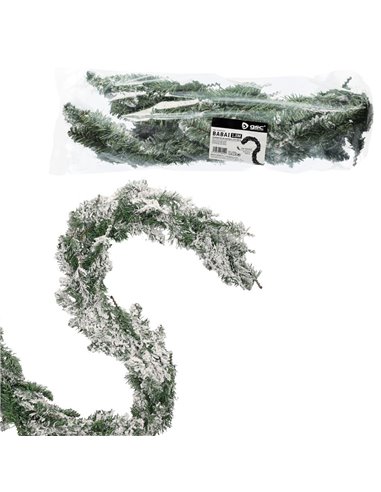 Guirnalda de Navidad "Babai" efecto nieve 180cm fabricada en PVC color verde y blanco (no iluminada)