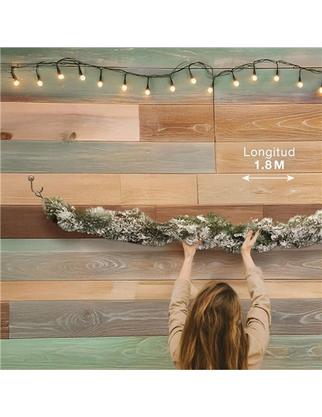 Guirnalda de Navidad "Babai" efecto nieve 180cm fabricada en PVC color verde y blanco (no iluminada)
