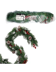 Dusia Artificial garland 1,8m 120 white tips, berries and pinecones 2