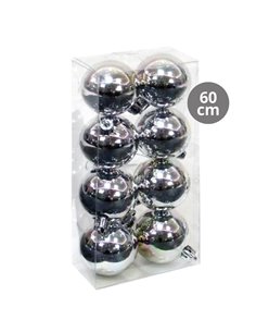 Pack 8 bolas Navidad 6cm ACABADO BRILLO PLATA
