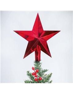 Estrella Navidad copa del árbol ACABADO PURPURINA ROJO 2