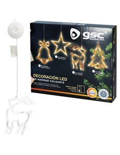 Reno colgante LED DIP de Navidad para decoración de interior 3xLR03/AAA (0,23W 3000K) IP20 13x20cm con ventosa fabricada en plás 2