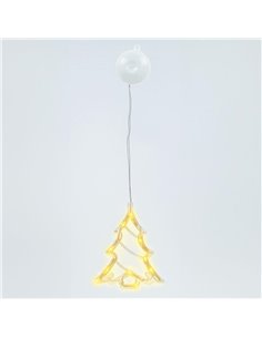 Árbol colgante LED DIP de Navidad para decoración de interior 3xLR03/AAA (0,23W 3000K) IP20 16x20cm con ventosa fabricada en plá