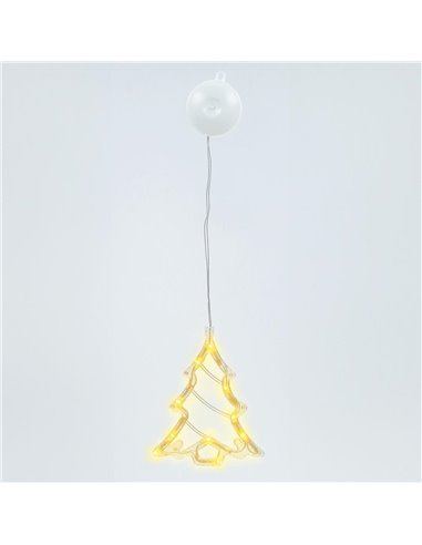 Árbol colgante LED DIP de Navidad para decoración de interior 3xLR03/AAA (0,23W 3000K) IP20 16x20cm con ventosa fabricada en plá