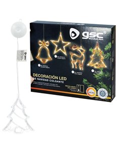 Árbol colgante LED DIP de Navidad para decoración de interior 3xLR03/AAA (0,23W 3000K) IP20 16x20cm con ventosa fabricada en plá 2