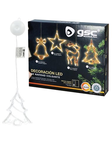 Árbol colgante LED DIP de Navidad para decoración de interior 3xLR03/AAA (0,23W 3000K) IP20 16x20cm con ventosa fabricada en plá