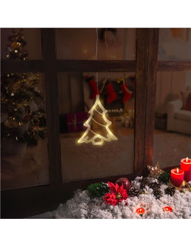 Árbol colgante LED DIP de Navidad para decoración de interior 3xLR03/AAA (0,23W 3000K) IP20 16x20cm con ventosa fabricada en plá