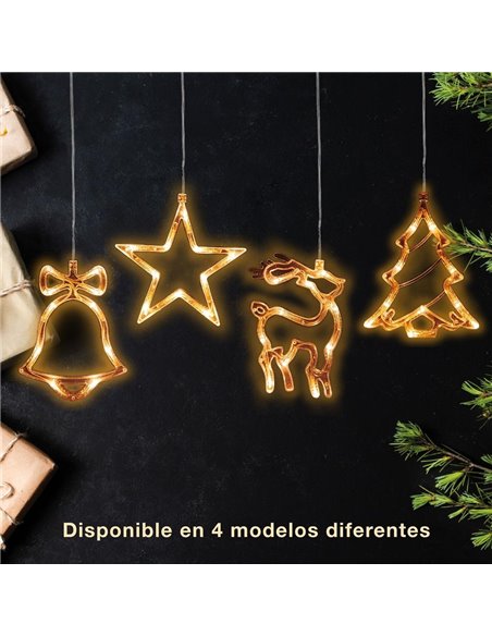 Árbol colgante LED DIP de Navidad para decoración de interior 3xLR03/AAA (0,23W 3000K) IP20 16x20cm con ventosa fabricada en plá