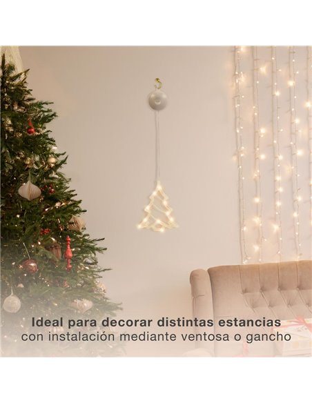 Árbol colgante LED DIP de Navidad para decoración de interior 3xLR03/AAA (0,23W 3000K) IP20 16x20cm con ventosa fabricada en plá