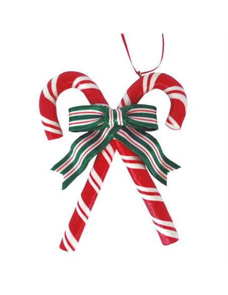Bastones de caramelo de Navidad colgante para decoración de árbol 110x135mm fabricado en arcilla color rojo blanco y verde acaba