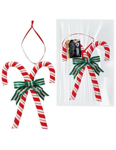 Bastones de caramelo de Navidad colgante para decoración de árbol 110x135mm fabricado en arcilla color rojo blanco y verde acaba