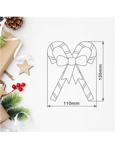 Bastones de caramelo de Navidad colgante para decoración de árbol 110x135mm fabricado en arcilla color rojo blanco y verde acaba