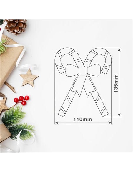 Bastones de caramelo de Navidad colgante para decoración de árbol 110x135mm fabricado en arcilla color rojo blanco y verde acaba
