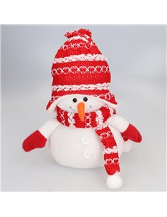 Muñeco de nieve "Beira" Ø22x25cm fabricado en poliéster color blanco y rojo 2