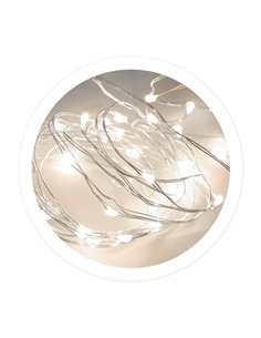 Guirnalda LED de alambre 20 LEDs de luz fría (2xLR6/AA no incuidas) (0,3W 6000K ) IP20 1,9m fabricada en cobre color plata