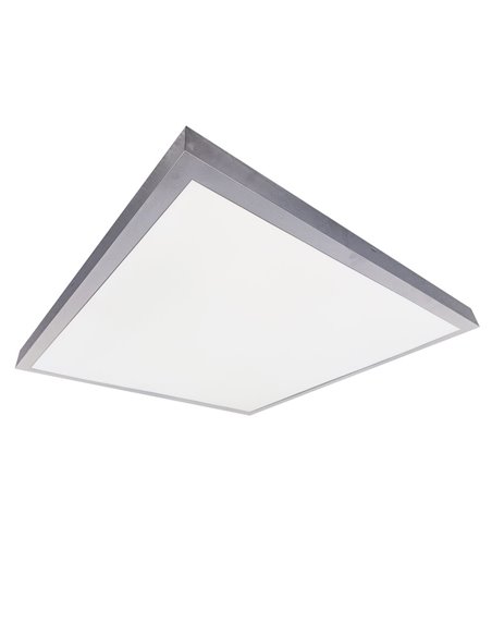 Panel LED de superficie "Borma" (40W 6000K 4650lm) IP20 600x600x39mm fabricado en poliestireno y aluminio color níquel