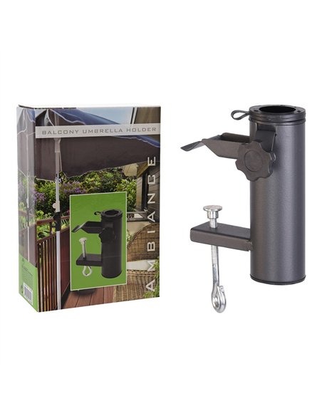 Soporte ajustable para parasol a media altura Ø54x155mm color negro (incluye aro adaptador de hasta Ø38mm)