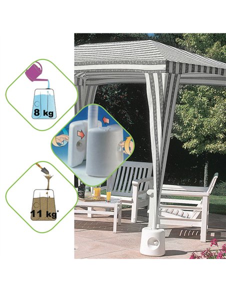 Soporte para carpa rellenable Ø24x25,5cm ajustable a tubos de Ø20mm a Ø32mm color blanco(8l)