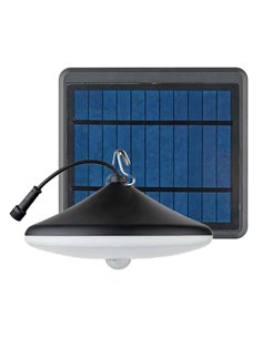 Lámpara colgante con panel solar de LED con batería recargable y sensor (5W 4000K 500lm) IP54 Ø180x172mm color negro y blanco