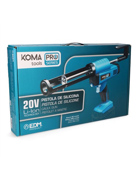 KOMA TOOLS Pistola de silicona regulable 20V “Pro Series” 438x68x270mm con sistema automático de retorno y luz de trabajo (no in