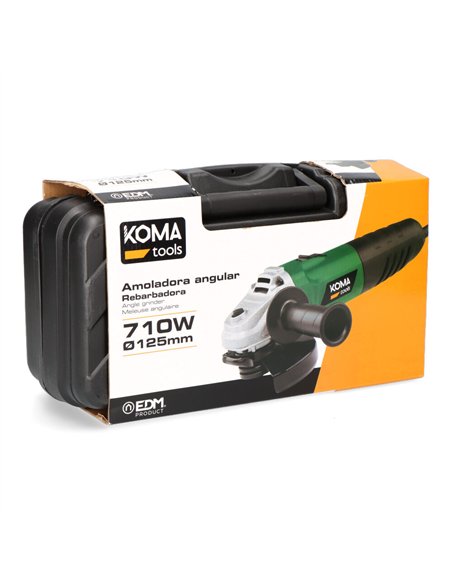 KOMA TOOLS Amoladora angular con mango multiposición antideslizante (710W 11000 RPM) Ø125x285x130mm